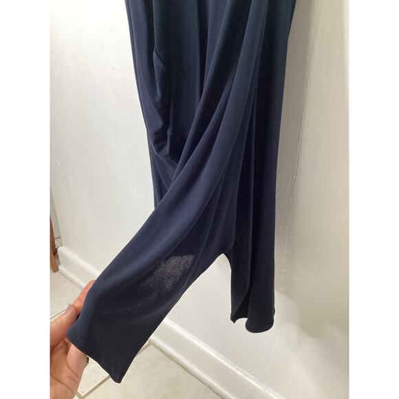 Zero + Maria Cornejo Navy Midi Sleeveless Draped Hem Jersey Asymmetrical Dress M - Picture 5 of 10